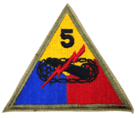 WW2 US Army 5th Armoured Division SSI Sleeve Patch Insignia