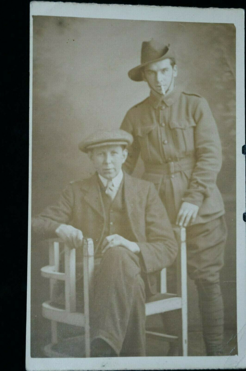 WW1 Australian military photo of Soldier and Father Postcard WW1 Australian military photo of Soldier and Father Postcard
