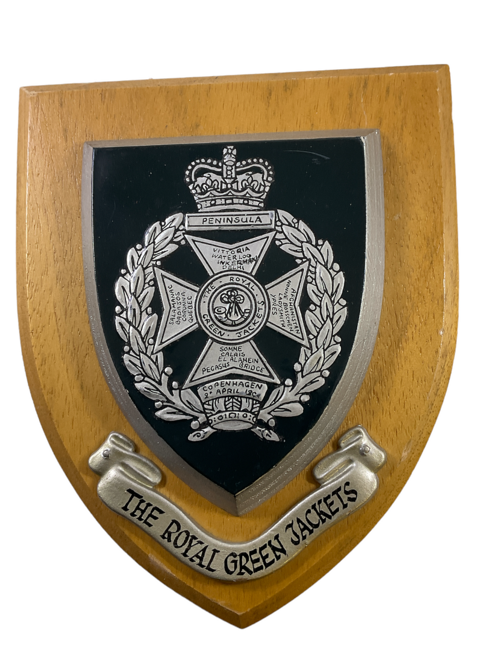 British Infantry Royal Green Jackets Regimental Plaque 7 x 6 Inch British Infantry Royal Green Jackets Regimental Plaque 7 x 6 Inch