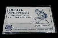 WW1 US AEF Jewish Welfare Board Soldier Mail Home Postcard