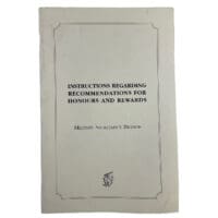 British Instructions Recommendations For Honours and Rewards SC Reference Book