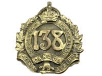 WW1 Canadian CEF 138th Battalion Collar Insignia Single