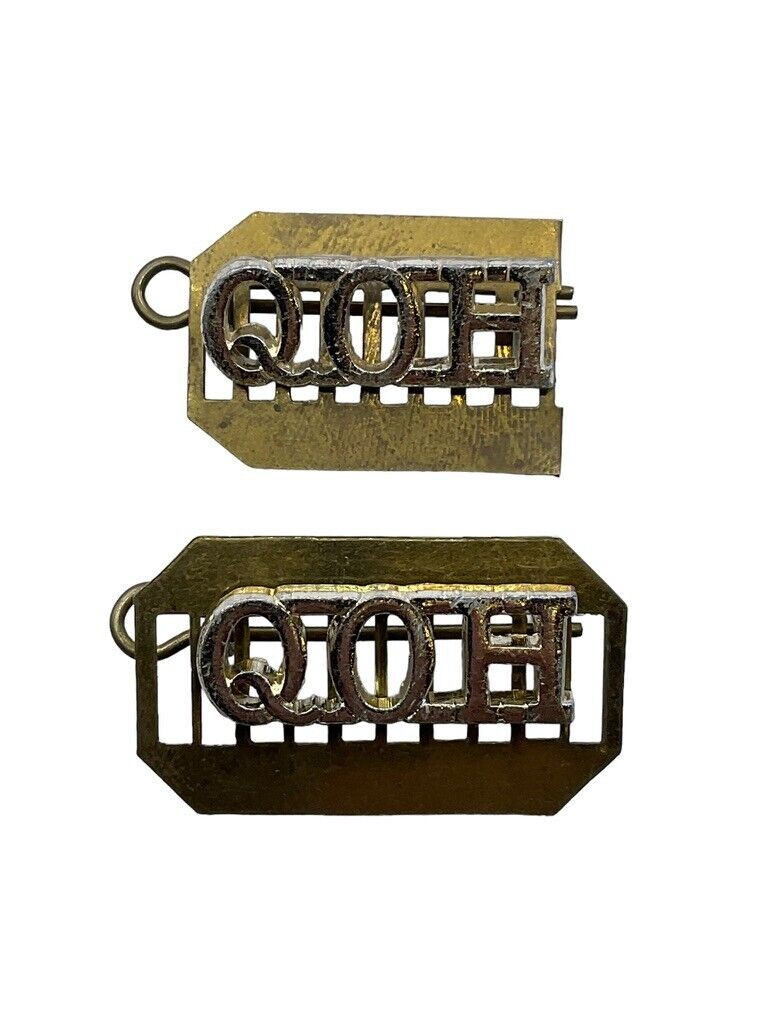 British Queens Own Hussars Staybright Shoulder Titles Insignia Pair British Queens Own Hussars Staybright Shoulder Titles Insignia Pair