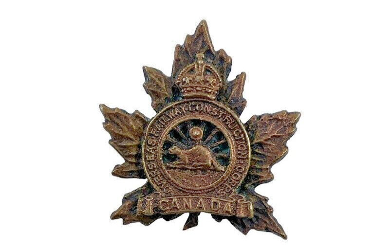 WW1 Canadian CEF Railway Construction Corps Collar Insignia Single WW1 Canadian CEF Railway Construction Corps Collar Insignia Single