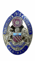 WW1 British Manchester Volunteer Regiment 1915 Enamelled Button Hole Lapel Badge
