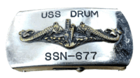 US USN Navy USS DRUM SSN 677 Submarine Engraved Belt Buckle US USN Navy USS DRUM SSN 677 Submarine Engraved Belt Buckle