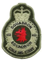 Canadian Forces RCAF 403 Squadron Heraldic OD Green Crest Patch