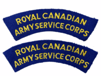 Royal Canadian Army Service Corps Cloth Shoulder Title Pair