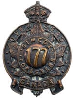 WW1 Canadian CEF 177th Battalion Collar Insignia Single WW1 Canadian CEF 177th Battalion Collar Insignia Single