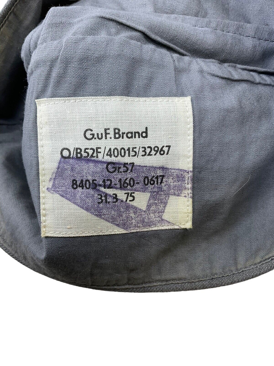 West German Grey Sidecap With Insignia Size 57 West German Grey Sidecap With Insignia Size 57