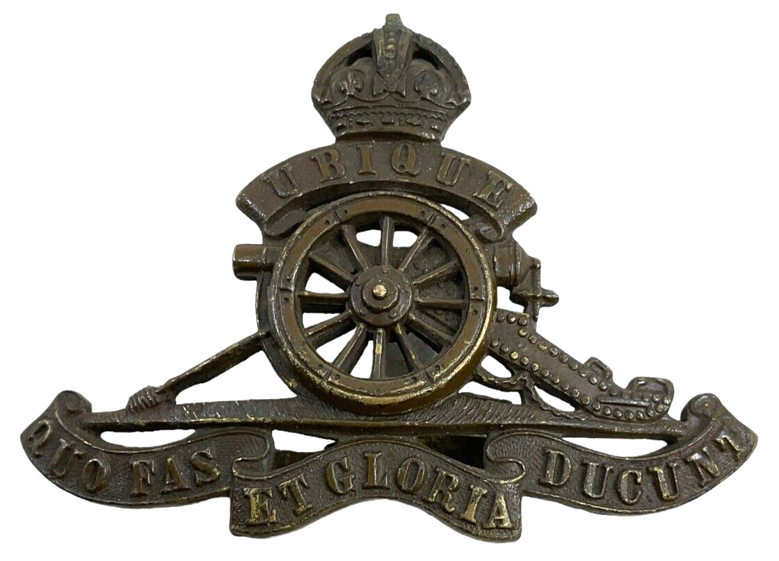 WW1 British BEF Royal Artillery Officers OSD Cap Badge With Blades WW1 British BEF Royal Artillery Officers OSD Cap Badge With Blades