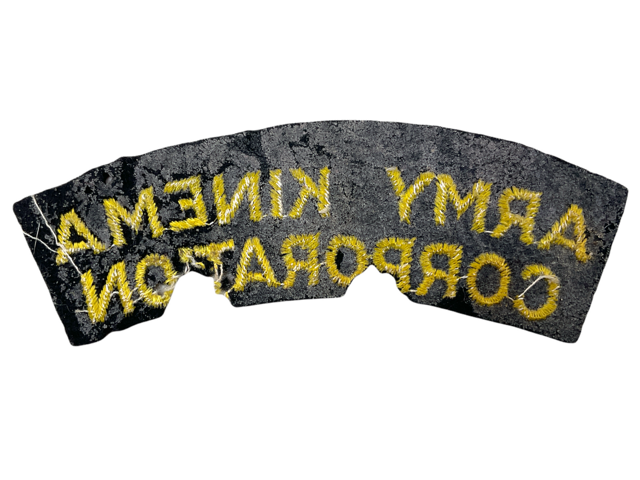 WW2 British Army Kinema Corporation Film Photo Unit Starch Back Shoulder Title WW2 British Army Kinema Corporation Film Photo Unit Starch Back Shoulder Title