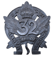 WW1 Canadian CEF 32nd Battalion Collar Badge Insignia