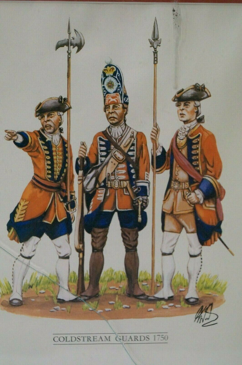 Vintage British 1750's Era Coldstream Guards Group Portrait Print Vintage British 1750's Era Coldstream Guards Group Portrait Print