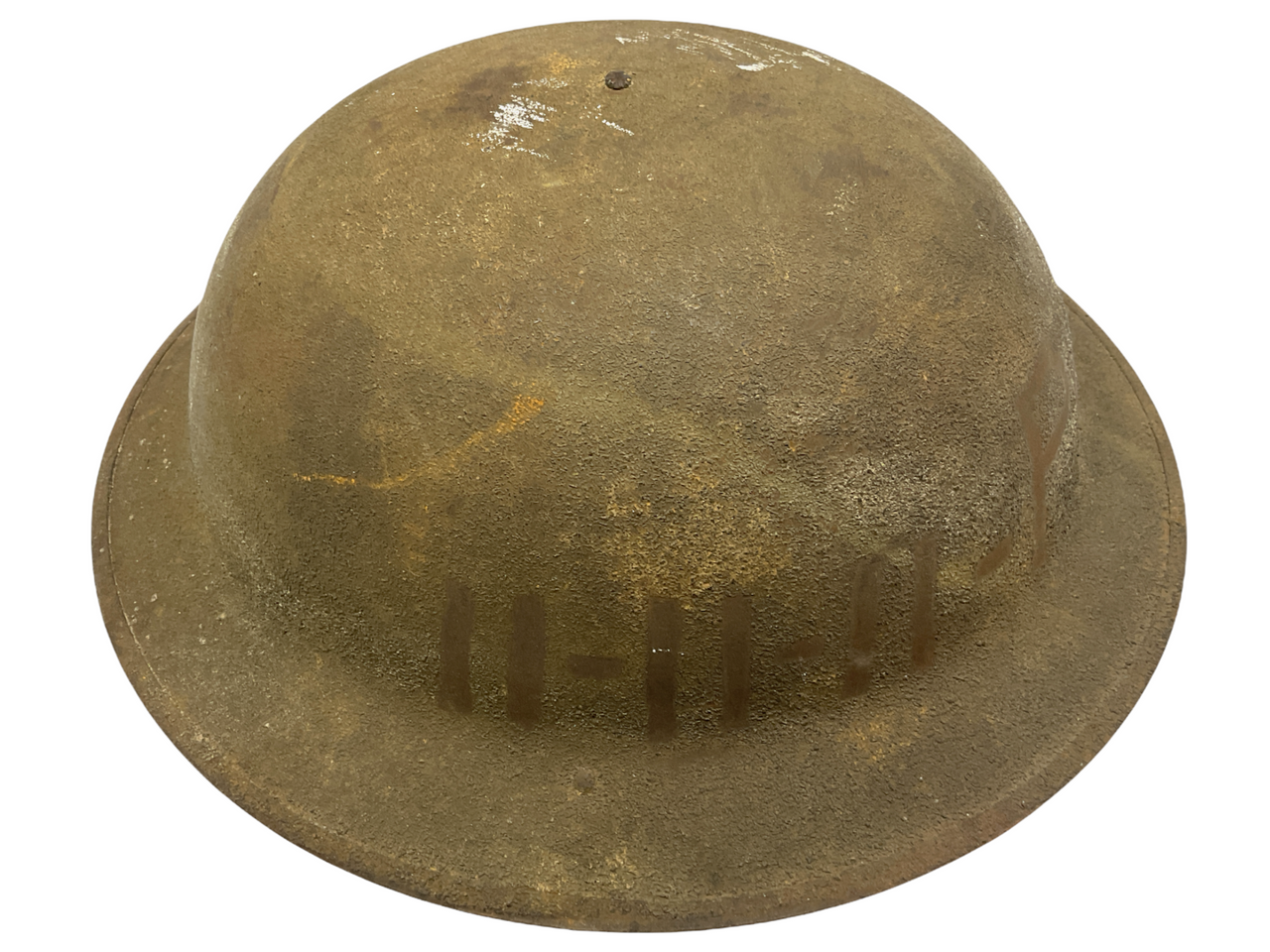 WW1 US AEF 37th Infantry Painted Patched Brodie Helmet WW1 US AEF 37th Infantry Painted Patched Brodie Helmet