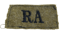 WW2 British Royal Artillery RA Slip On Shoulder Title Patch Single