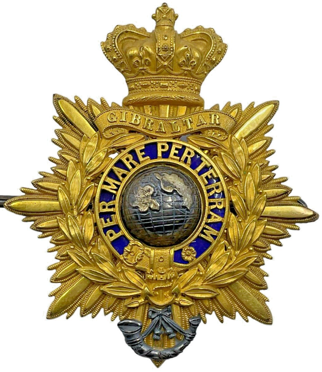 British Victorian Royal Marines Light Infantry Officers Helmet Plate British Victorian Royal Marines Light Infantry Officers Helmet Plate