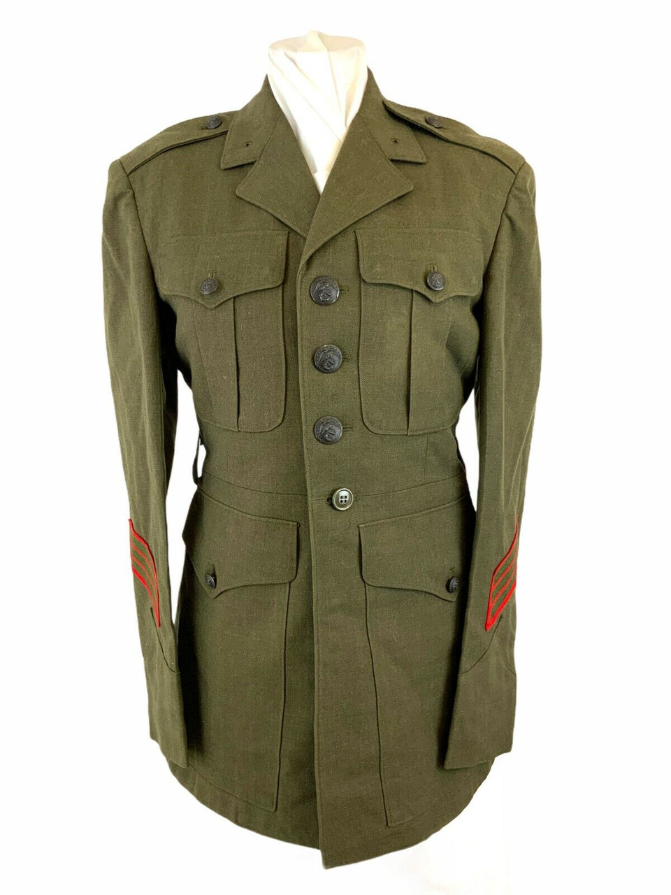 US USMC Wool Serge Green Coat 36S US USMC Wool Serge Green Coat 36S