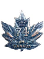 WW1 Canadian CEF 74th Battalion 74A Cap Badge Insignia