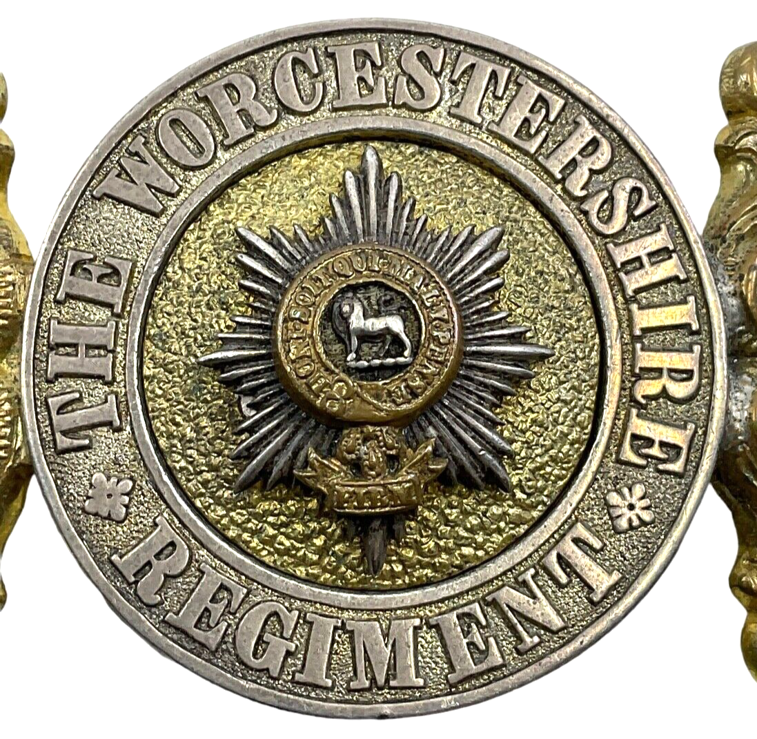 Victorian British Worcestershire Regiment Officers Two Piece Belt Buckle Victorian British Worcestershire Regiment Officers Two Piece Belt Buckle
