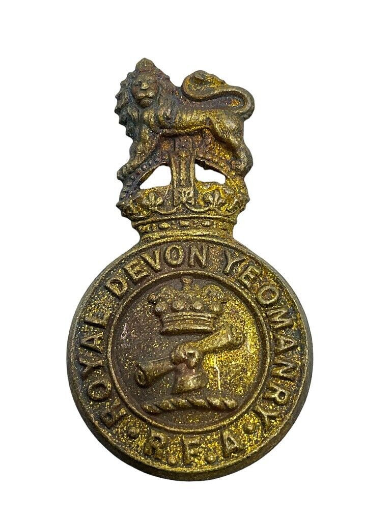 WW1 British BEF Royal Devon Yeomanry Royal Field Artillery Cap Badge WW1 British BEF Royal Devon Yeomanry Royal Field Artillery Cap Badge