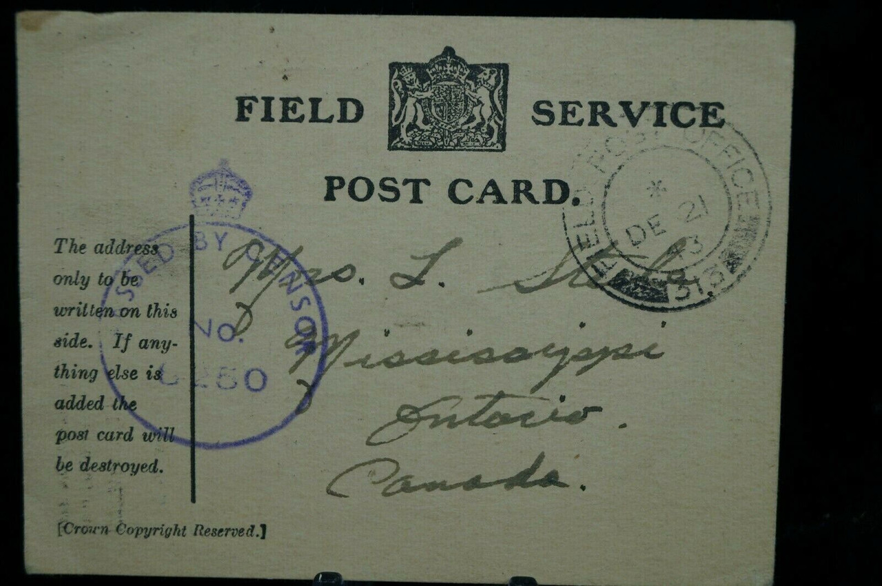 WW2 Canadian Military Field Service 1943 Postcard WW2 Canadian Military Field Service 1943 Postcard