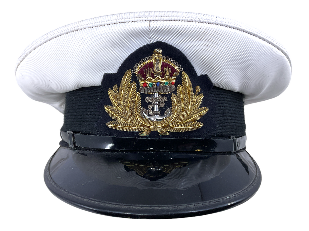 British Canadian RN RCN Navy Officers White Top Cap Size 6 3/4 British Canadian RN RCN Navy Officers White Top Cap Size 6 3/4