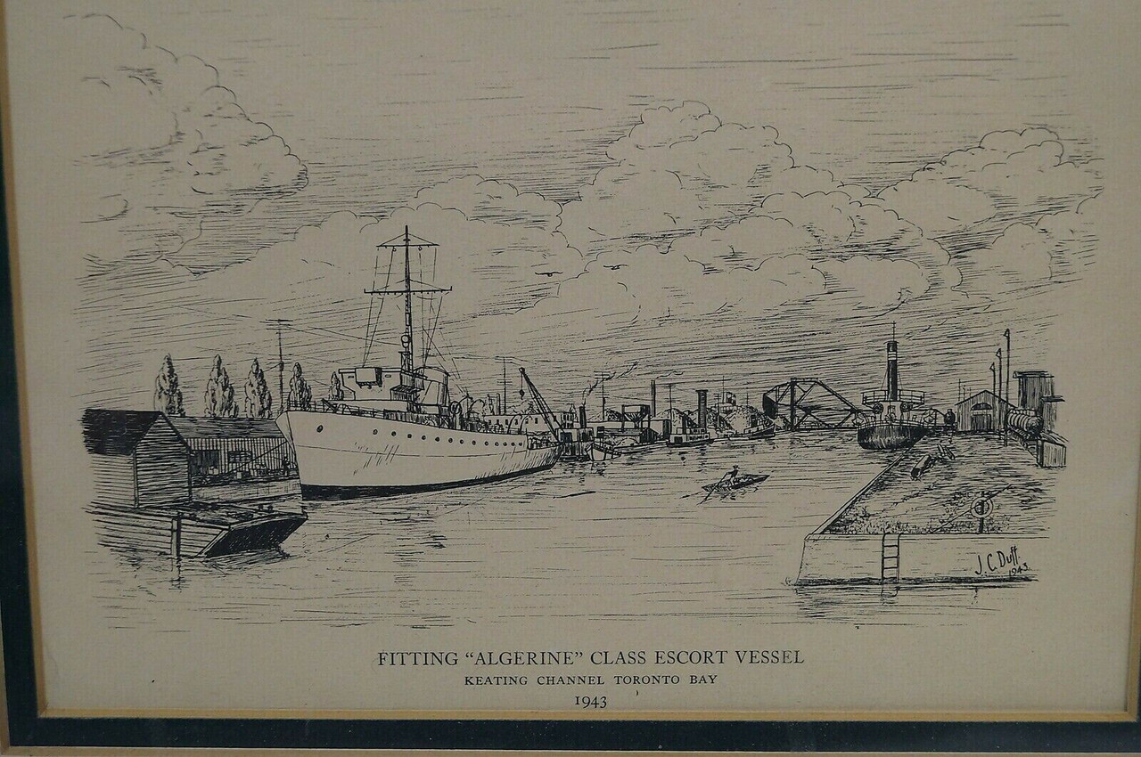 Vintage WW2 Canadian RCN Algerine Class Escort Fitting Framed Print 1943 Vintage WW2 Canadian RCN Algerine Class Escort Fitting Framed Print 1943