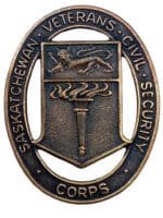 WW2 Canadian Saskatchewan Veterans Civil Security Corps Cap Badge