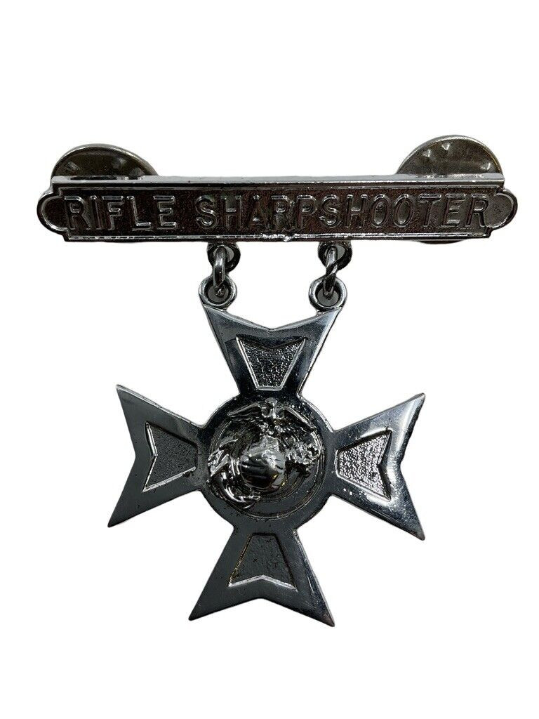 US USMC Marine Corps Rifle Sharpshooter Qualification Badge Insignia Sterling US USMC Marine Corps Rifle Sharpshooter Qualification Badge Insignia Sterling