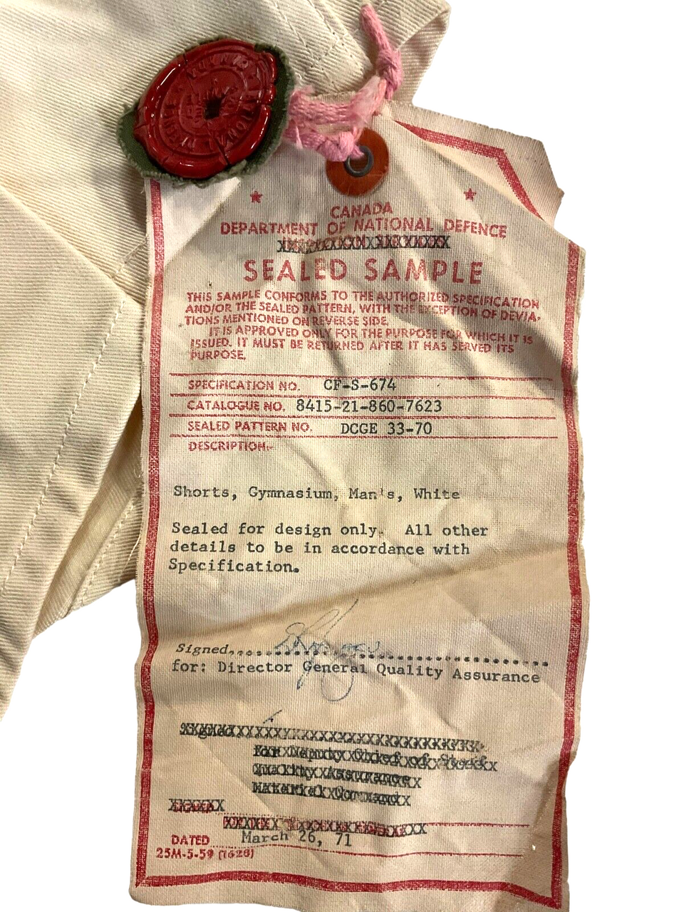 Canadian PT Gymnasium White Shorts Sealed Pattern Dated 1971 Size M Canadian PT Gymnasium White Shorts Sealed Pattern Dated 1971 Size M