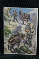 WW2 German Mountain Troops Postcard Colour Mule Scene