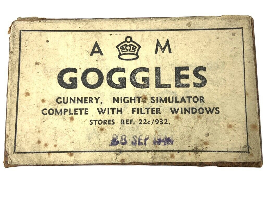 WW2 British RAF Night Simulator Gunnery Goggles in Box of Issue WW2 British RAF Night Simulator Gunnery Goggles in Box of Issue