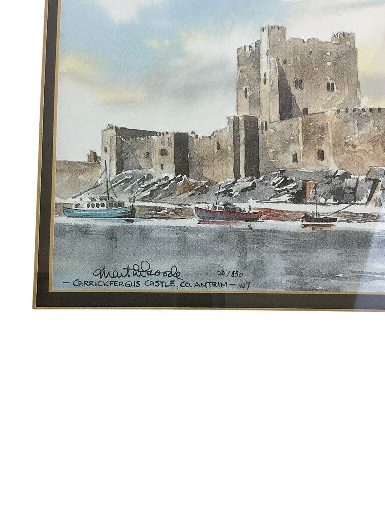 Irish Carrickfergus Castle County Antrim Watercolour 28/850 Signed 14 X 12 Irish Carrickfergus Castle County Antrim Watercolour 28/850 Signed 14 X 12