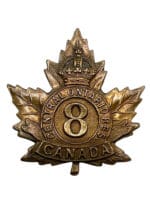 WW1 Canadian CEF 8th Central Ontario Reserve Battalion Cap Badge Insignia
