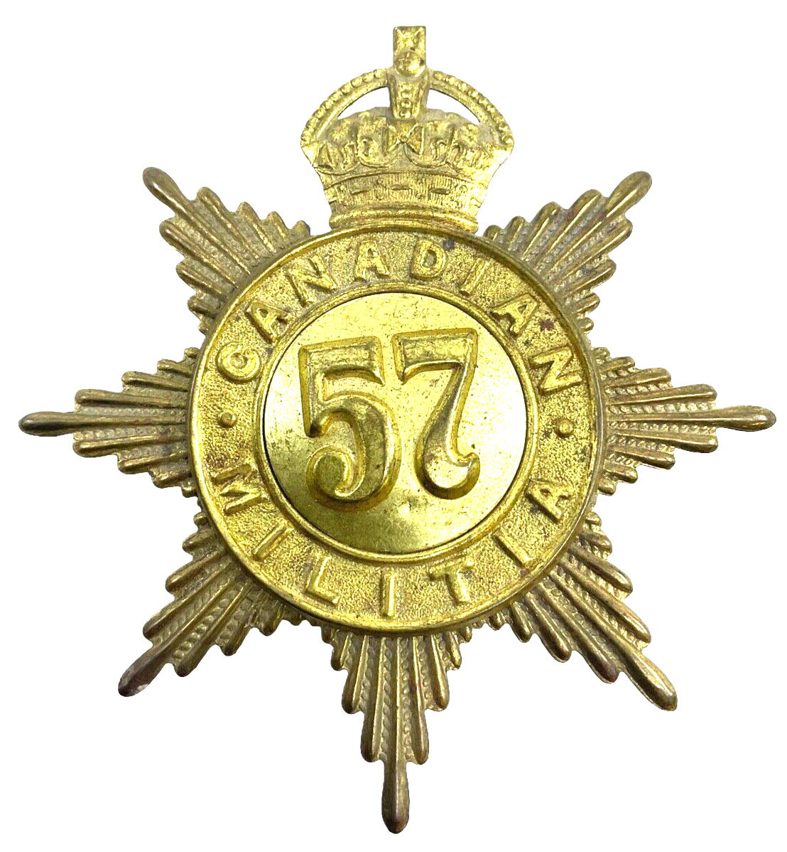 Canadian Militia 57th Peterborough Regiment Helmet Plate Badge Canadian Militia 57th Peterborough Regiment Helmet Plate Badge