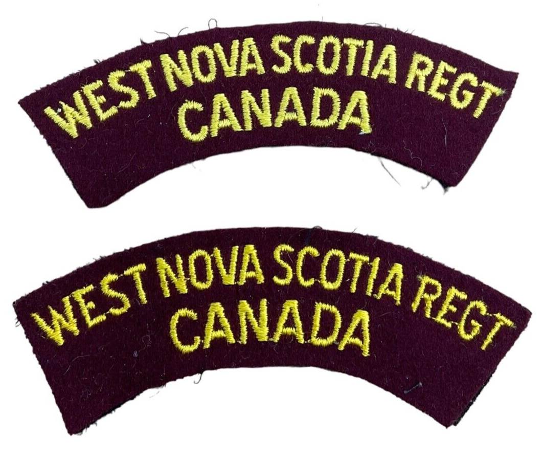 Canadian West Nova Scotia Regiment Shoulder Title Pair Canadian West Nova Scotia Regiment Shoulder Title Pair