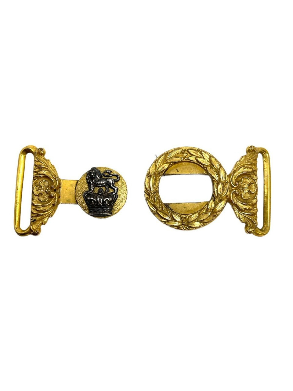 British Victorian Officers Gilt and Silver Small Belt Buckle British Victorian Officers Gilt and Silver Small Belt Buckle