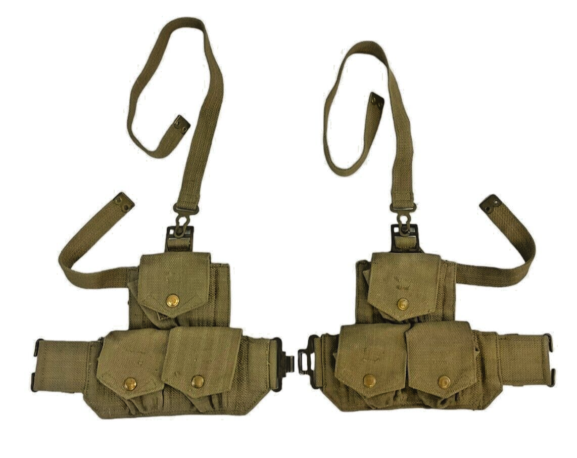 WW2 British Army P37 1940 Ptn Armoured Corps Ammo Pouches Pair with Straps RARE WW2 British Army P37 1940 Ptn Armoured Corps Ammo Pouches Pair with Straps RARE