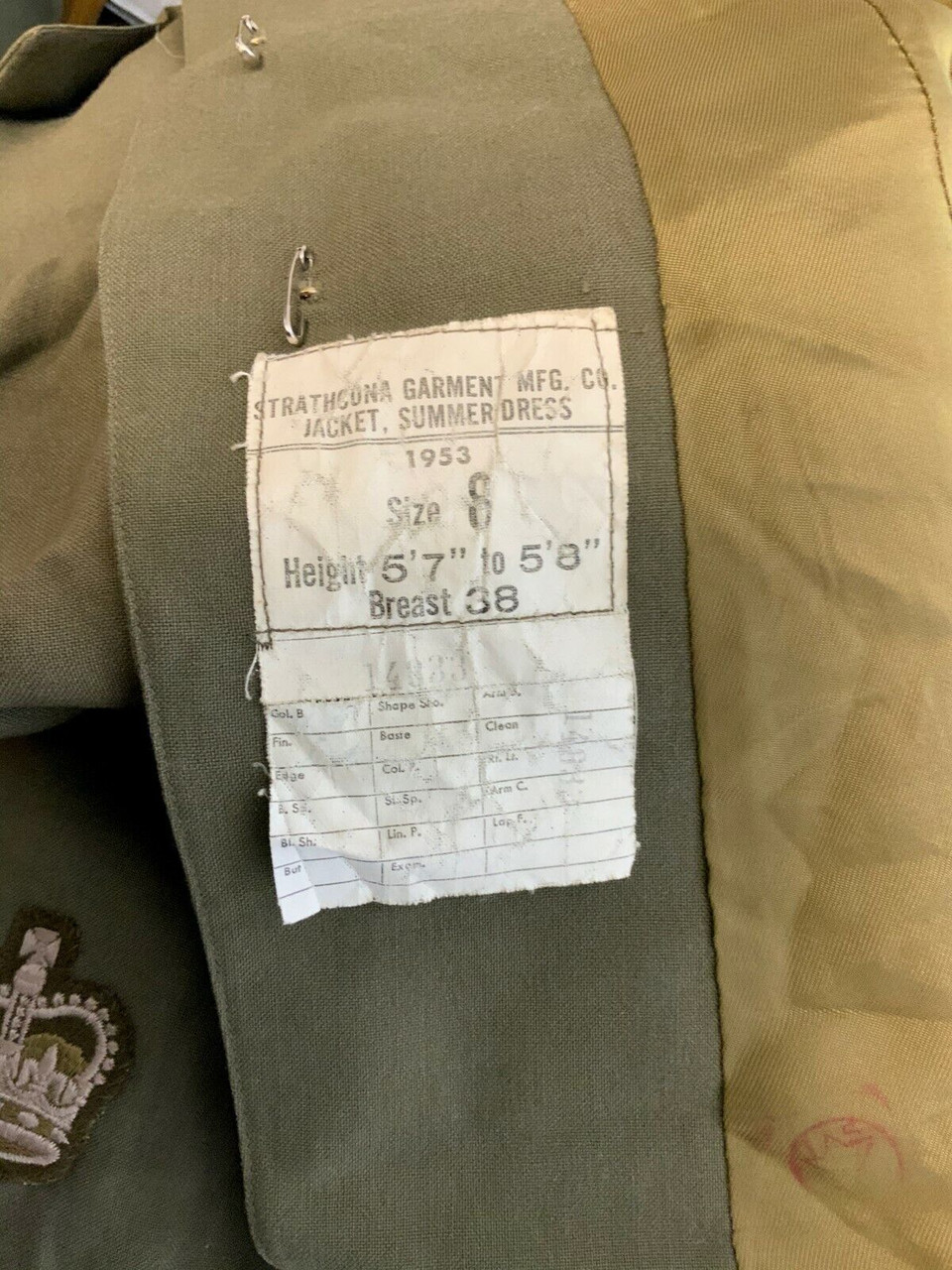 Canadian RCEME Summer Dress 1953 Dated Size 8 Canadian RCEME Summer Dress 1953 Dated Size 8