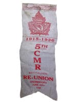 WW1 Canadian CEF 5th CMR Reunion Sherbrooke Quebec 1915-1936 Ribbon