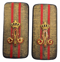 WW1 Belgian Cavalry Officers Red Piped Shoulder Board Pair