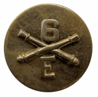 WW2 US Army 6th Artillery E Company Clutch  Back DUI Collar Badge