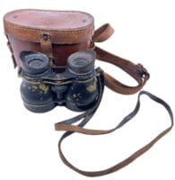 WW2 British Canadian 2 1/2 x 50 Binoculars & Leather Case Airborne RAF