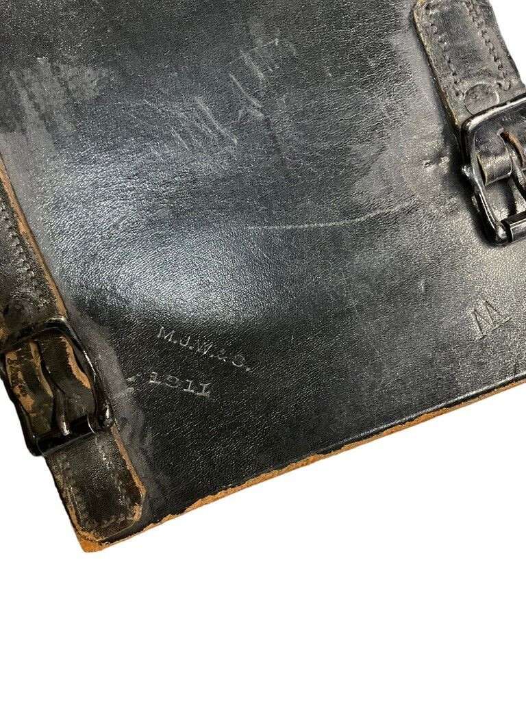 WW1 Canadian CEF Black Leather Gators 1911 Dated C Broad Arrowed WW1 Canadian CEF Black Leather Gators 1911 Dated C Broad Arrowed