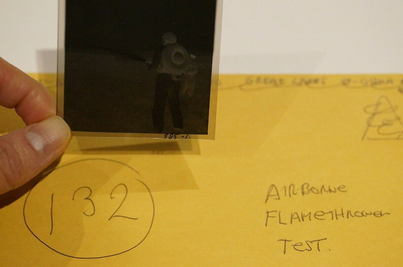 WW2 British Airborne Para Flamethrower Test Original Negative #132 WW2 British Airborne Para Flamethrower Test Original Negative #132