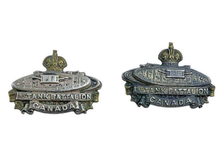 WW1 Canadian CEF 1st Tank Battalion Officers Collars Pair WW1 Canadian CEF 1st Tank Battalion Officers Collars Pair