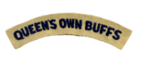 WW2 British Queens Own Buffs Cloth Shoulder Title