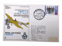 British RAF Commemorative Stamp Cover First Arial Post 60th Year RAF Hendon British RAF Commemorative Stamp Cover First Arial Post 60th Year RAF Hendon