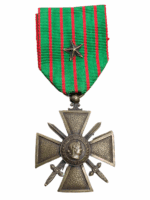 WW1 French France Croix Du Guerre Medal & Ribbon With Star 14 - 17